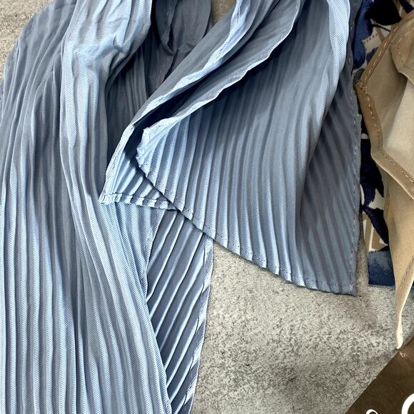 GIANI BERNINI Women's Neutral Blue Logo Floral & Solid Twin Set Twilly Scarves - Picture 8 of 10